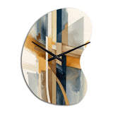 Modern Blue And Gold Abstract I - Asymmetric Metal Wall Clock