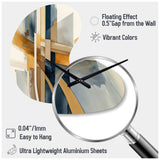 Modern Blue And Gold Abstract I - Asymmetric Metal Wall Clock