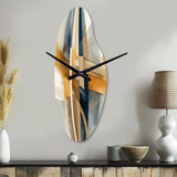 Modern Blue And Gold Abstract I - Asymmetric Metal Wall Clock