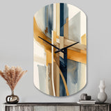 Modern Blue And Gold Abstract I - Asymmetric Metal Wall Clock