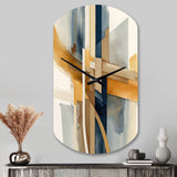Modern Blue And Gold Abstract I - Asymmetric Metal Wall Clock