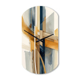 Modern Blue And Gold Abstract I - Asymmetric Metal Wall Clock