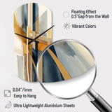 Modern Blue And Gold Abstract I - Asymmetric Metal Wall Clock