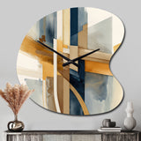 Modern Blue And Gold Abstract I - Asymmetric Metal Wall Clock