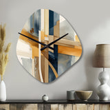 Modern Blue And Gold Abstract I - Asymmetric Metal Wall Clock