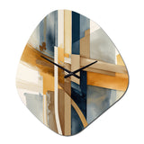 Modern Blue And Gold Abstract I - Asymmetric Metal Wall Clock