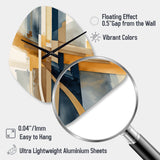 Modern Blue And Gold Abstract I - Asymmetric Metal Wall Clock