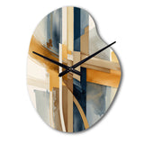 Modern Blue And Gold Abstract I - Asymmetric Metal Wall Clock
