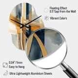 Modern Blue And Gold Abstract I - Asymmetric Metal Wall Clock