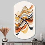Burnt Orange Waves Abstract I - Asymmetric Metal Wall Clock