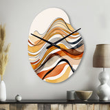 Burnt Orange Waves Abstract I - Asymmetric Metal Wall Clock
