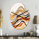 Burnt Orange Waves Abstract I - Asymmetric Metal Wall Clock