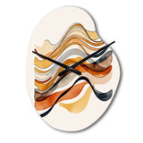 Burnt Orange Waves Abstract I - Asymmetric Metal Wall Clock