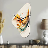Burnt Orange Waves Abstract II - Asymmetric Metal Wall Clock