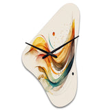 Burnt Orange Waves Abstract II - Asymmetric Metal Wall Clock