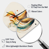 Burnt Orange Waves Abstract II - Asymmetric Metal Wall Clock