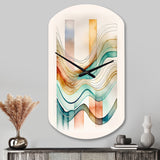 Multi-Color Abstract Waves I - Asymmetric Metal Wall Clock