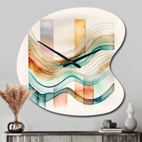 Multi-Color Abstract Waves I - Asymmetric Metal Wall Clock