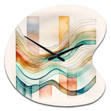 Multi-Color Abstract Waves I - Asymmetric Metal Wall Clock