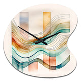Multi-Color Abstract Waves I - Asymmetric Metal Wall Clock