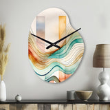 Multi-Color Abstract Waves I - Asymmetric Metal Wall Clock