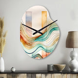 Multi-Color Abstract Waves I - Asymmetric Metal Wall Clock