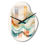 Multi-Color Abstract Waves I - Asymmetric Metal Wall Clock