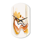 Burnt Orange Waves Abstract III - Asymmetric Metal Wall Clock