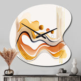 Burnt Orange Waves Abstract III - Asymmetric Metal Wall Clock