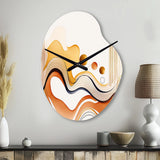 Burnt Orange Waves Abstract III - Asymmetric Metal Wall Clock