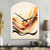 Burnt Orange Waves Abstract IV - Asymmetric Metal Wall Clock