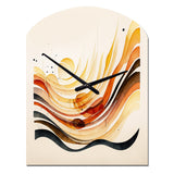 Burnt Orange Waves Abstract IV - Asymmetric Metal Wall Clock