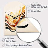 Burnt Orange Waves Abstract IV - Asymmetric Metal Wall Clock