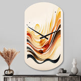 Burnt Orange Waves Abstract IV - Asymmetric Metal Wall Clock