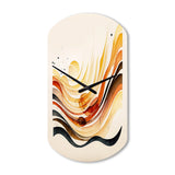 Burnt Orange Waves Abstract IV - Asymmetric Metal Wall Clock
