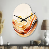 Burnt Orange Waves Abstract IV - Asymmetric Metal Wall Clock
