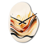 Burnt Orange Waves Abstract IV - Asymmetric Metal Wall Clock