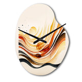 Burnt Orange Waves Abstract IV - Asymmetric Metal Wall Clock
