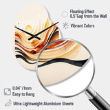 Burnt Orange Waves Abstract IV - Asymmetric Metal Wall Clock