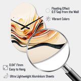 Burnt Orange Waves Abstract IV - Asymmetric Metal Wall Clock