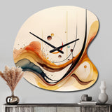 Burnt Orange Waves Abstract V - Asymmetric Metal Wall Clock