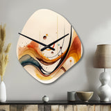 Burnt Orange Waves Abstract V - Asymmetric Metal Wall Clock