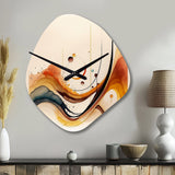 Burnt Orange Waves Abstract V - Asymmetric Metal Wall Clock