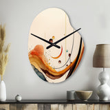 Burnt Orange Waves Abstract V - Asymmetric Metal Wall Clock