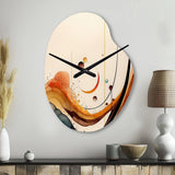 Burnt Orange Waves Abstract V - Asymmetric Metal Wall Clock