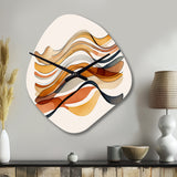 Burnt Orange Waves Abstract VI - Asymmetric Metal Wall Clock