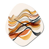 Burnt Orange Waves Abstract VI - Asymmetric Metal Wall Clock