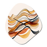 Burnt Orange Waves Abstract VI - Asymmetric Metal Wall Clock