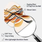 Burnt Orange Waves Abstract VI - Asymmetric Metal Wall Clock