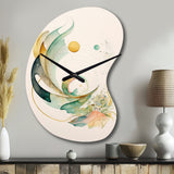 Green Abstract Swirl - Asymmetric Metal Wall Clock